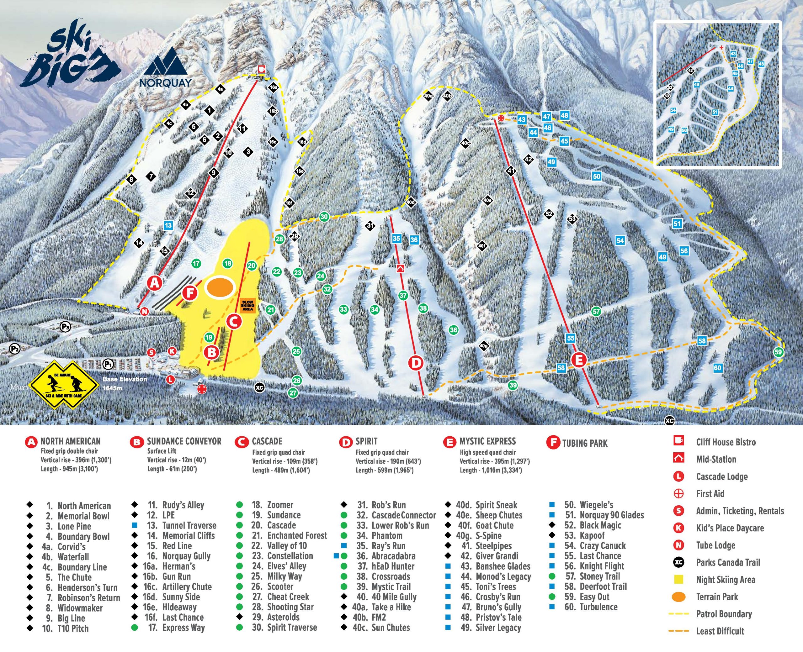 Banff Mt Norquay ski trail map