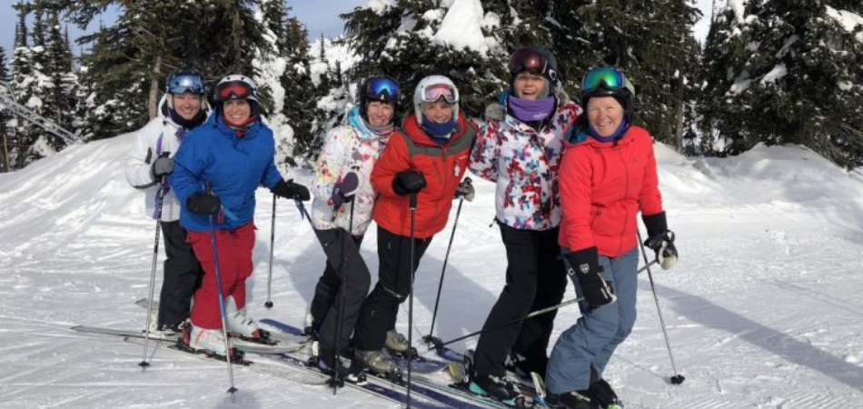 © The snow bunnies community at Big White Ski Resort – they met more than a decade ago during Ladies Day ski group program and continue to return every year to ski together.